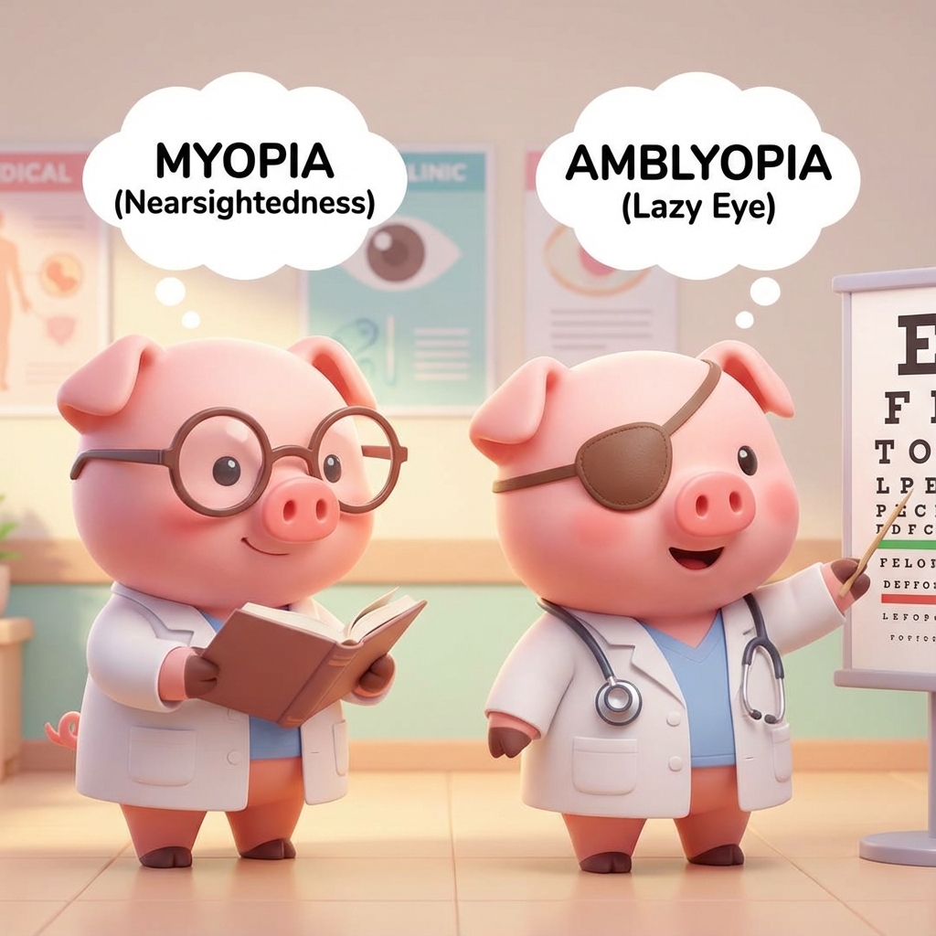 Comparison between myopia and amblyopia visual